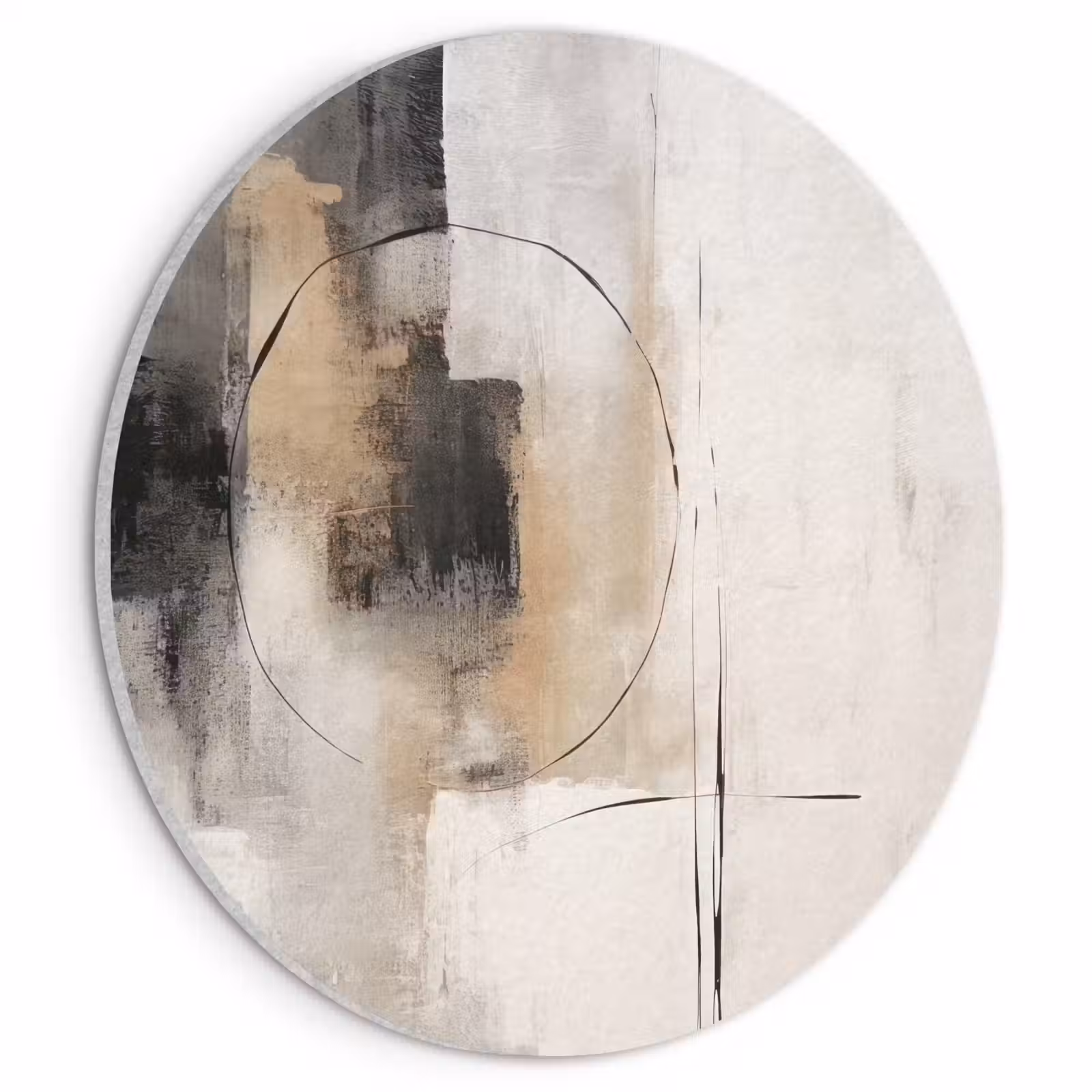 Akoestisch schilderij rond - Kunst - Abstract - Grijs - Industrieel — 1