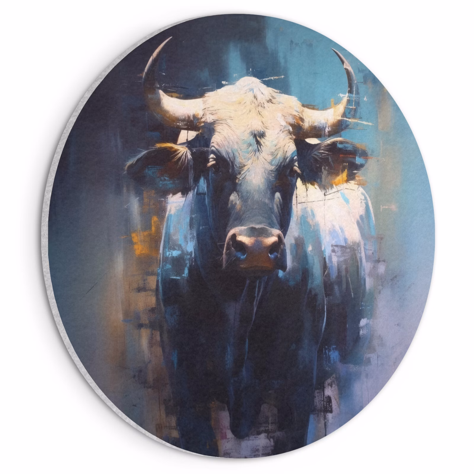 Akoestisch schilderij rond - Stier - Zwart - Abstract - Horens — 1