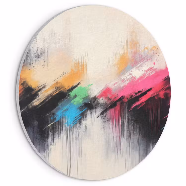 Akoestisch schilderij rond - Dynamisch - Abstract - Kleurrijk - Zwart — 1