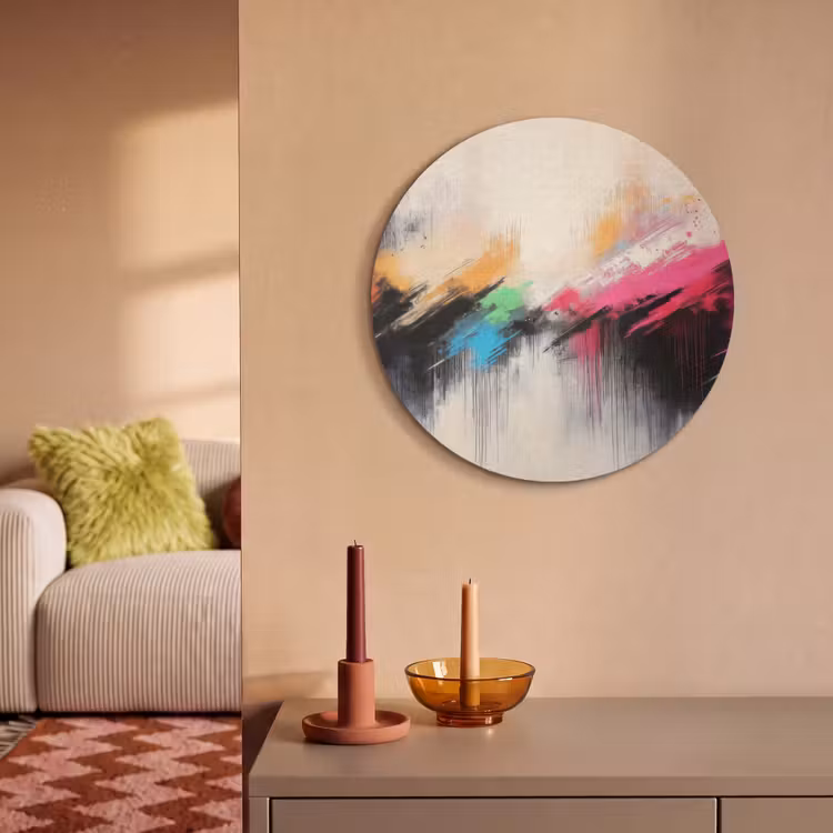 Akoestisch schilderij rond - Dynamisch - Abstract - Kleurrijk - Zwart — 3
