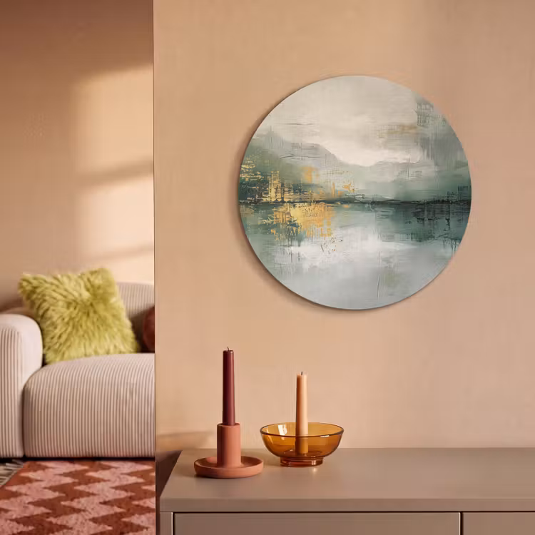 Akoestisch schilderij rond - Groen - Modern - Abstract - Goud — 3