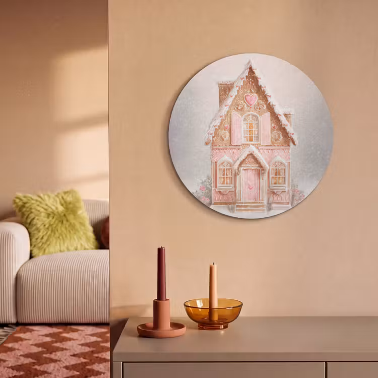 Akoestisch schilderij rond - Huisje - Suiker - Pastel — 3