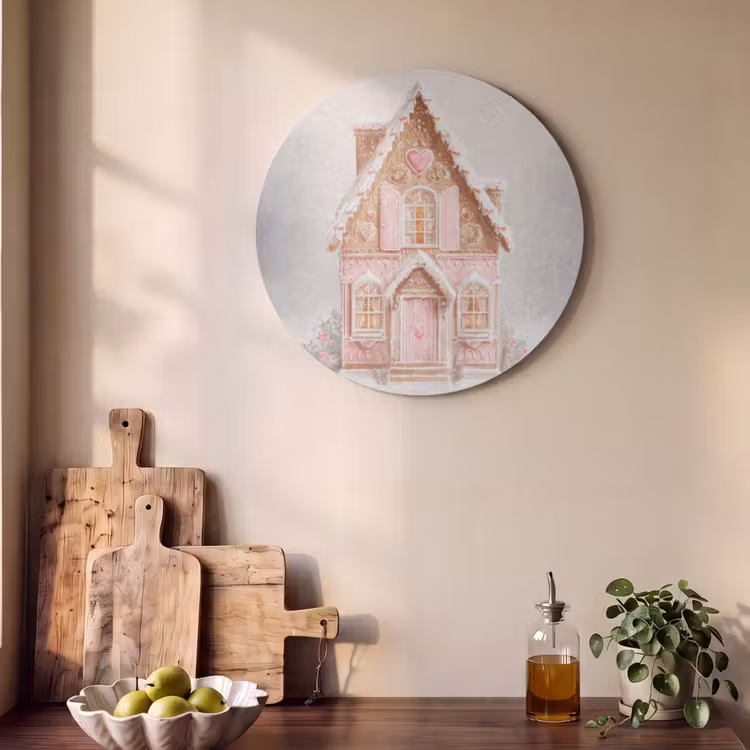 Akoestisch schilderij rond - Huisje - Suiker - Pastel — 4