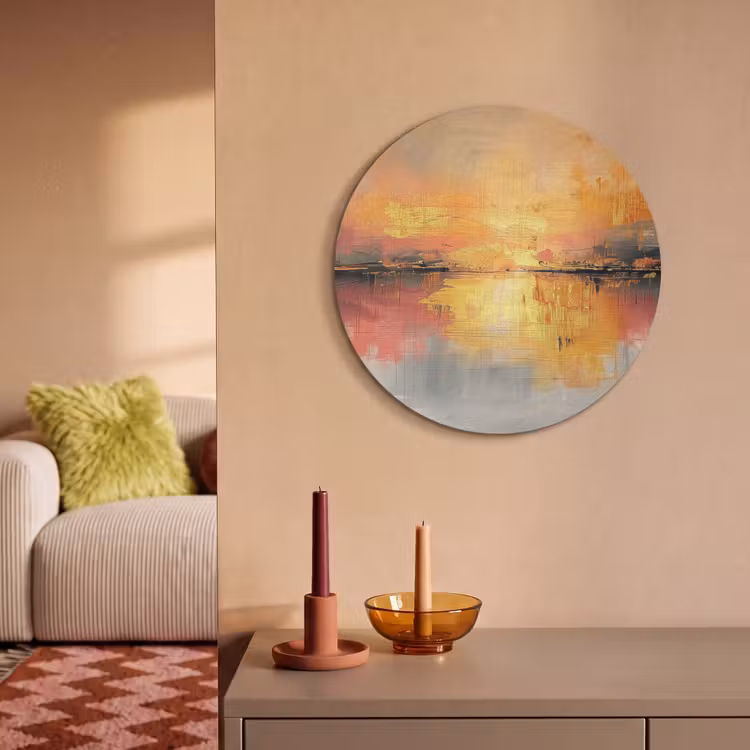 Akoestisch schilderij rond - Modern - Abstract - Goud - Roze — 3
