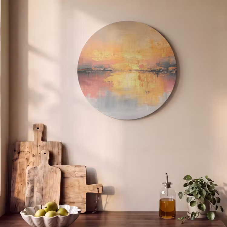 Akoestisch schilderij rond - Modern - Abstract - Goud - Roze — 4