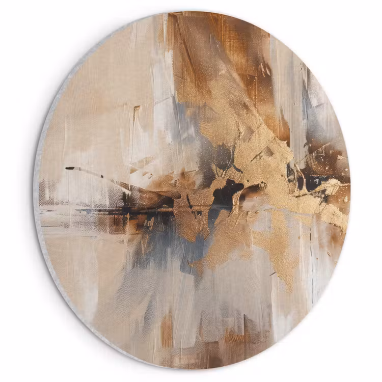 Akoestisch schilderij rond - Modern - Bruin - Abstract - Beige — 1