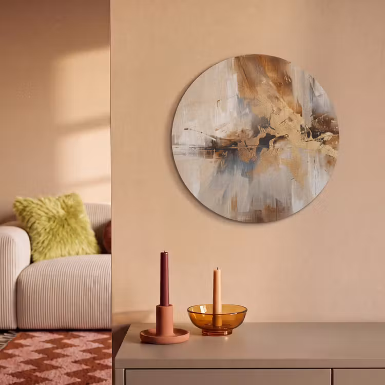 Akoestisch schilderij rond - Modern - Bruin - Abstract - Beige — 3