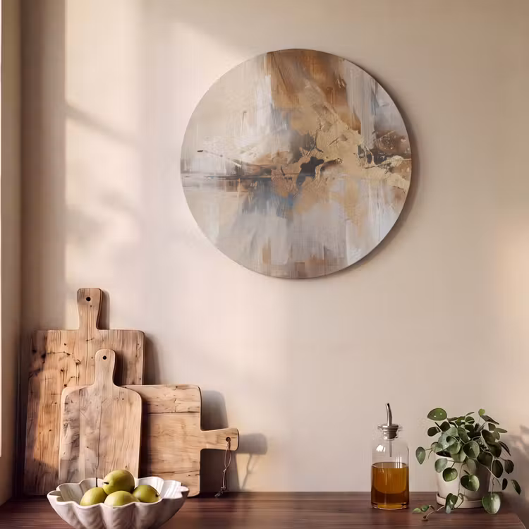 Akoestisch schilderij rond - Modern - Bruin - Abstract - Beige — 4