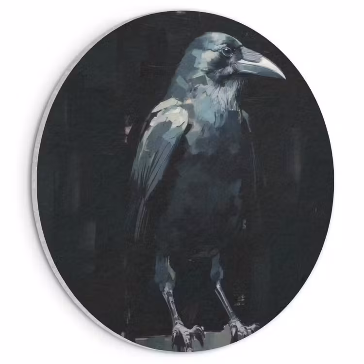 Akoestisch schilderij rond - Raaf - Vogels - Zwart — 1