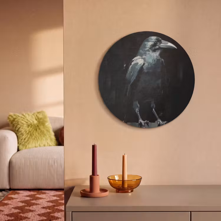 Akoestisch schilderij rond - Raaf - Vogels - Zwart — 3