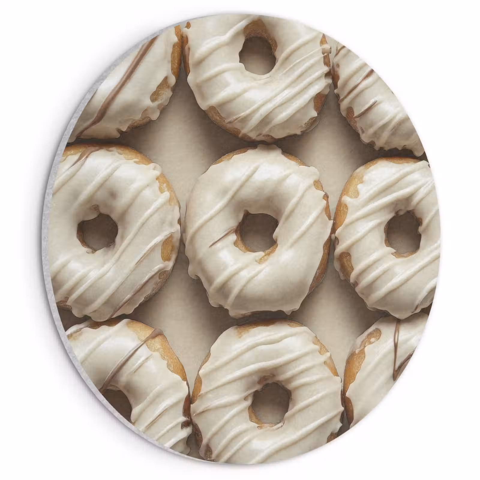 Akoestisch schilderij rond - Donuts - Chocolade - Wit - Beige — 1