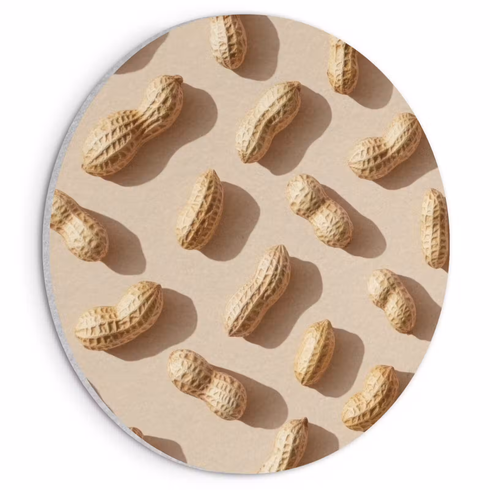 Akoestisch schilderij rond - Pinda's - Patroon - Beige — 1