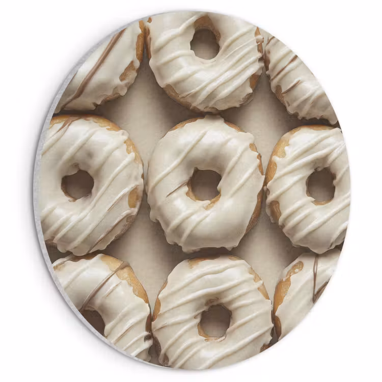 Akoestisch schilderij rond - Donuts - Chocolade - Wit - Beige — 1