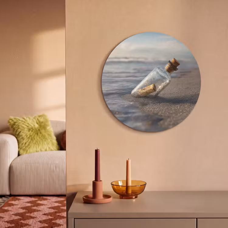 Akoestisch schilderij rond - Glazenfles - Post - Zee - Zand — 3