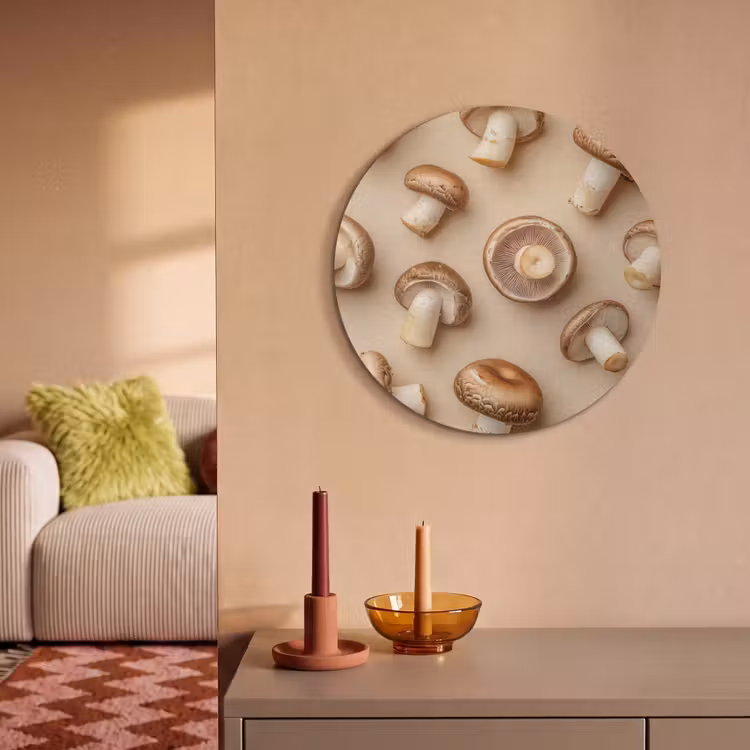 Akoestisch schilderij rond - Kastanje Champignons - Beige — 3