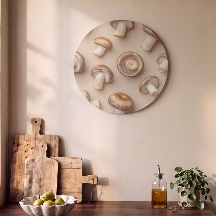 Akoestisch schilderij rond - Kastanje Champignons - Beige — 4