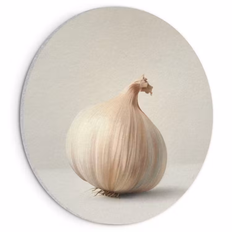 Akoestisch schilderij rond - Knoflook - Natuurlijk - Beige — 1
