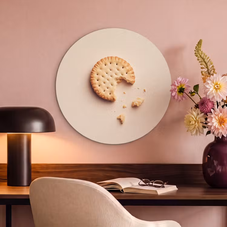 Akoestisch schilderij rond - Koekje - Kruimels - beige — 2