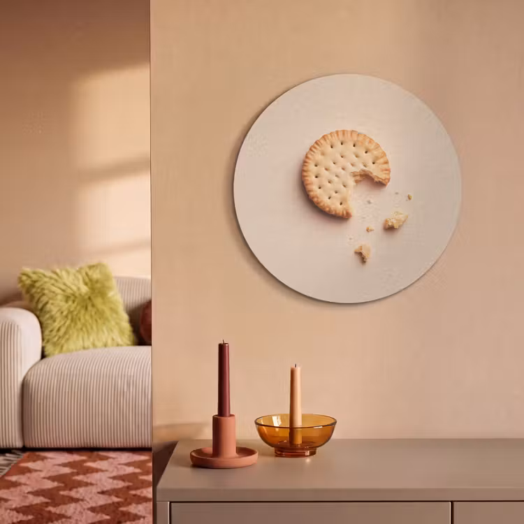 Akoestisch schilderij rond - Koekje - Kruimels - beige — 3