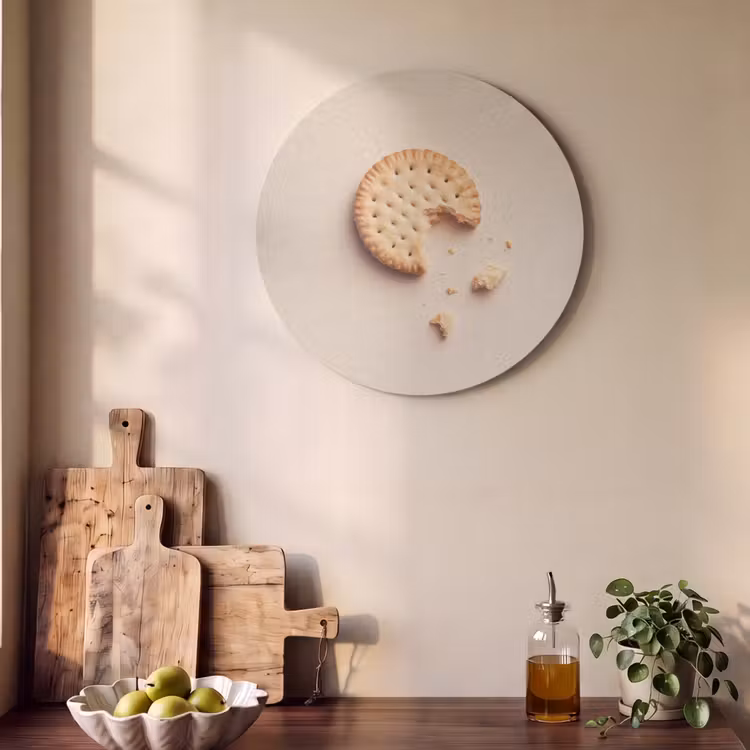 Akoestisch schilderij rond - Koekje - Kruimels - beige — 4