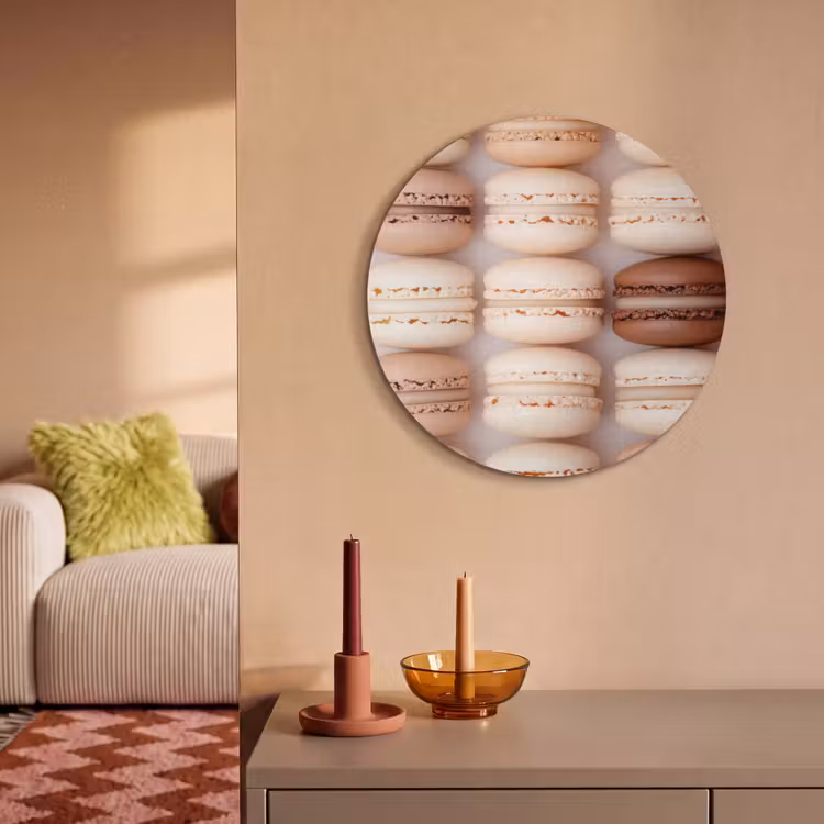 Akoestisch schilderij rond - Macarons - Beige - Bruin — 3