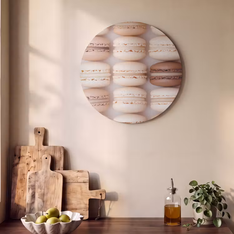Akoestisch schilderij rond - Macarons - Beige - Bruin — 4