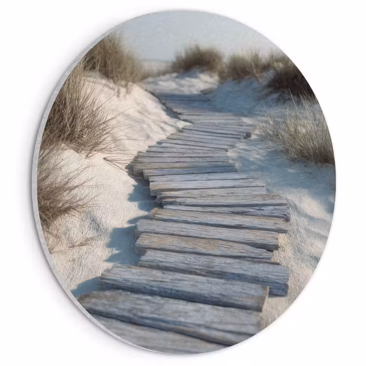 Akoestisch schilderij rond - Pad - Planken - Duinen - Gras — 1