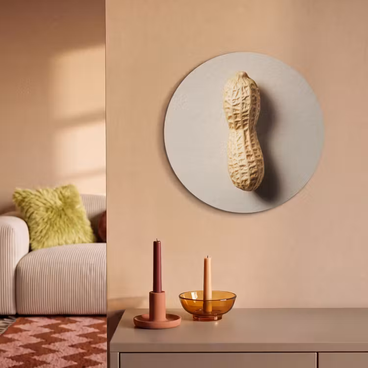 Akoestisch schilderij rond - Pinda - Ruw - Beige — 3