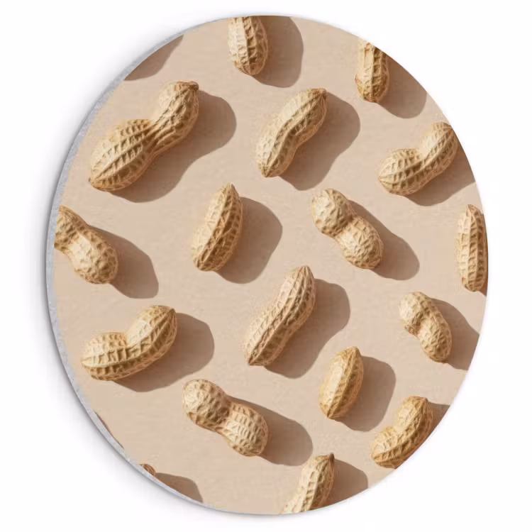 Akoestisch schilderij rond - Pinda's - Patroon - Beige — 1