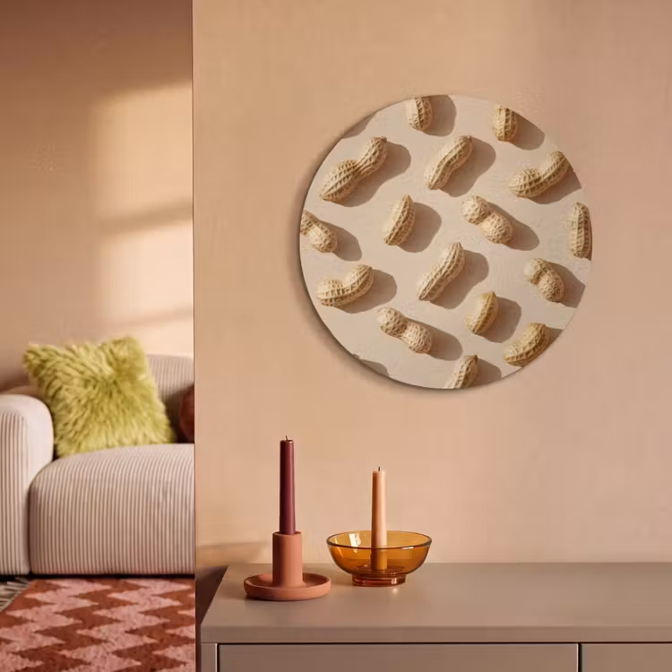Akoestisch schilderij rond - Pinda's - Patroon - Beige — 3
