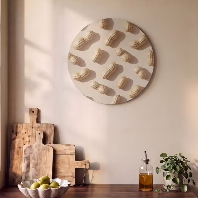 Akoestisch schilderij rond - Pinda's - Patroon - Beige — 4