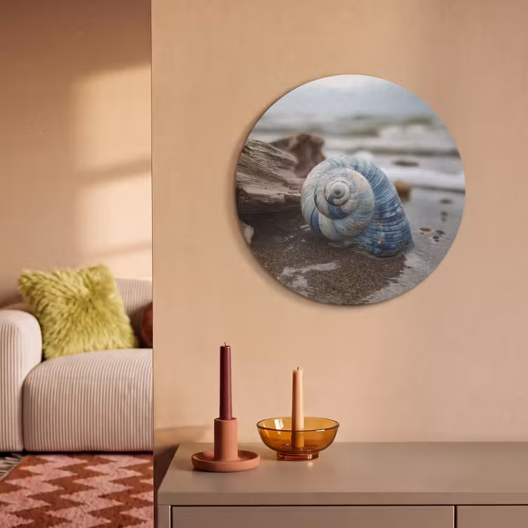 Akoestisch schilderij rond - Schelp - Strand - Blauw - Zee — 3