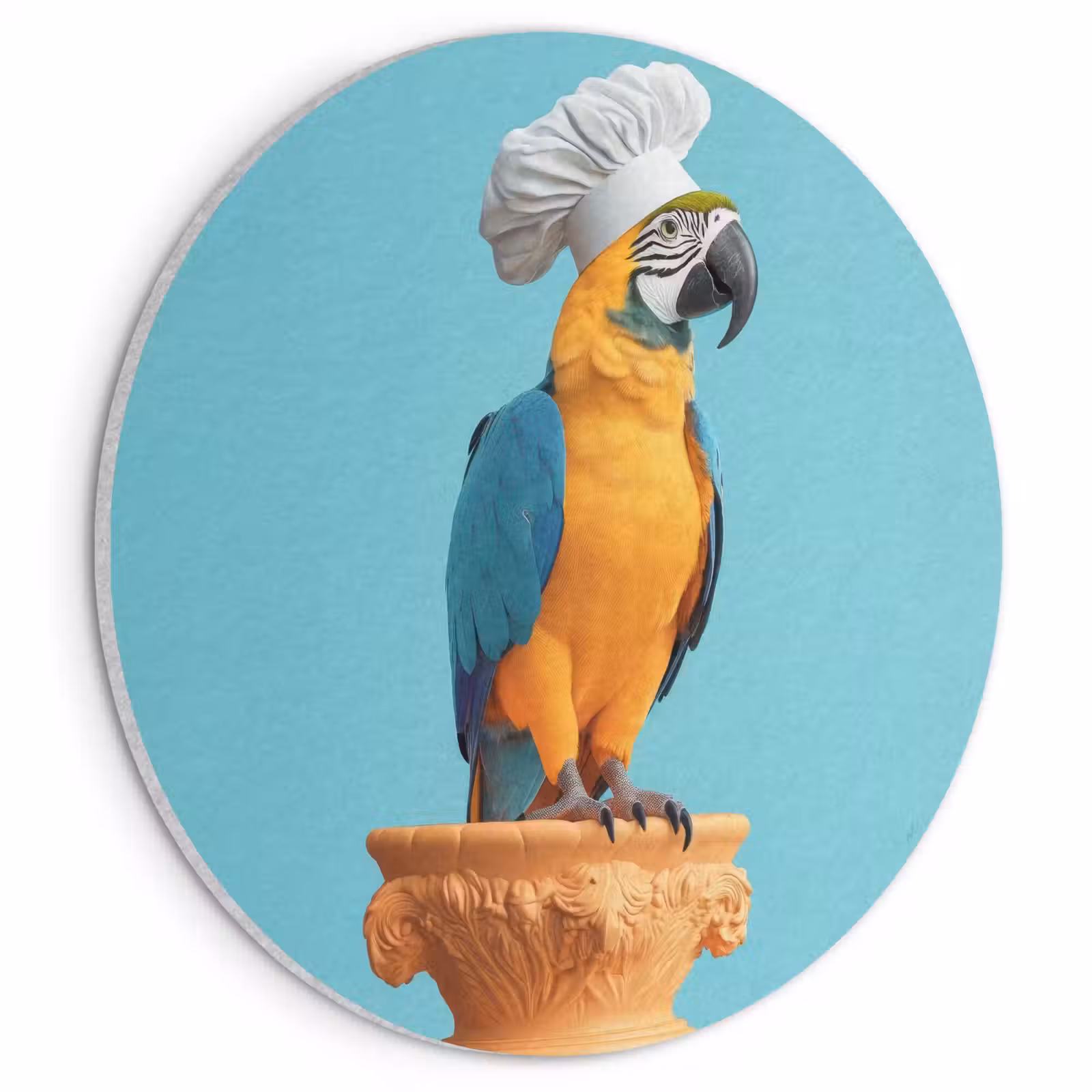 Akoestisch schilderij rond - Papegaai - Koksmuts - Grappig - Vogel — 1