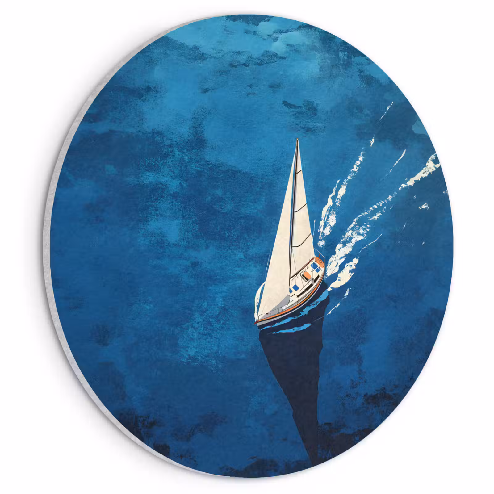 Akoestisch schilderij rond - Zeilboot - Water - Abstract - Schaduw — 1