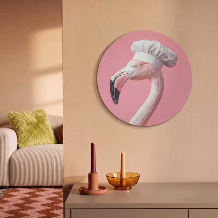 Akoestisch schilderij rond - Flamingo - Roze - Koksmuts - Vogel — 3