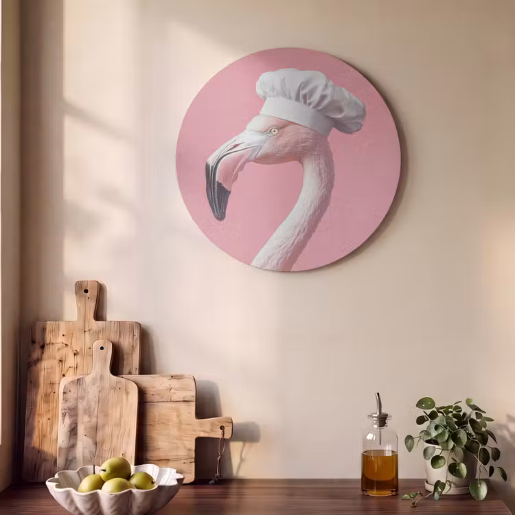 Akoestisch schilderij rond - Flamingo - Roze - Koksmuts - Vogel — 4