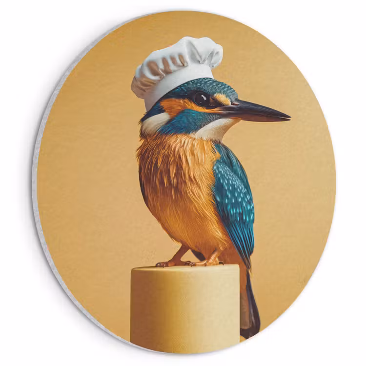 Akoestisch schilderij rond - Ijsvogel - Pilaar - Koksmuts - Vogel — 1
