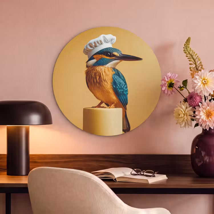 Akoestisch schilderij rond - Ijsvogel - Pilaar - Koksmuts - Vogel — 2