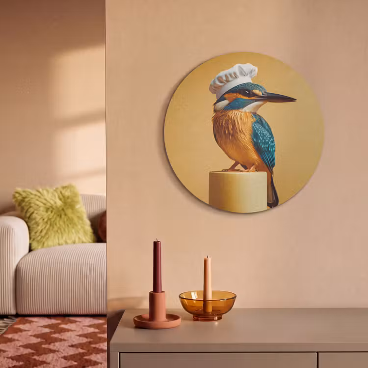 Akoestisch schilderij rond - Ijsvogel - Pilaar - Koksmuts - Vogel — 3