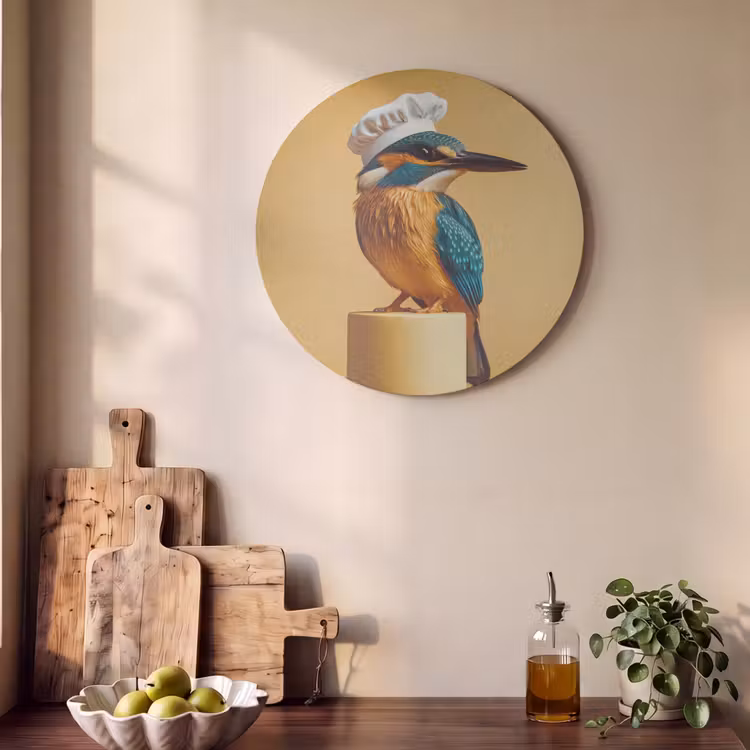 Akoestisch schilderij rond - Ijsvogel - Pilaar - Koksmuts - Vogel — 4