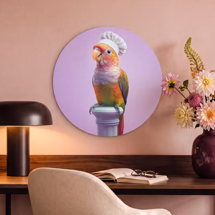 Akoestisch schilderij rond - Papegaai - Koksmuts - Pilaar - Vogel — 2