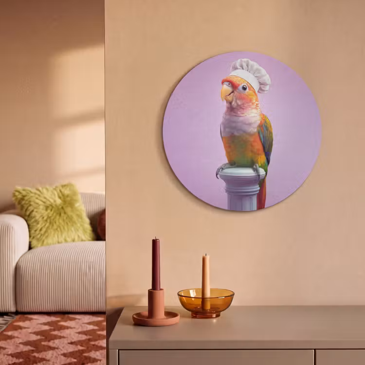 Akoestisch schilderij rond - Papegaai - Koksmuts - Pilaar - Vogel — 3