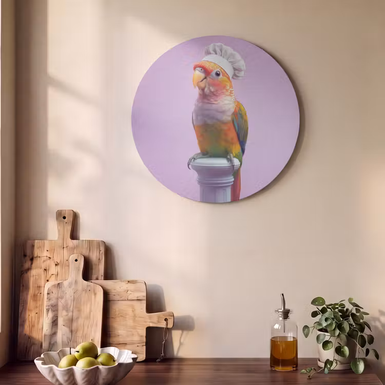 Akoestisch schilderij rond - Papegaai - Koksmuts - Pilaar - Vogel — 4