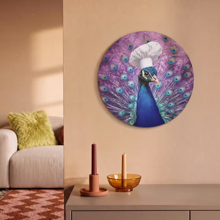 Akoestisch schilderij rond - Pauw - Koksmuts - Cool - Paars — 3