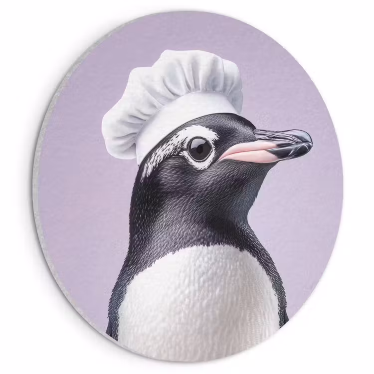 Akoestisch schilderij rond - Pinguïn - Koksmuts - Lief - Paars — 1