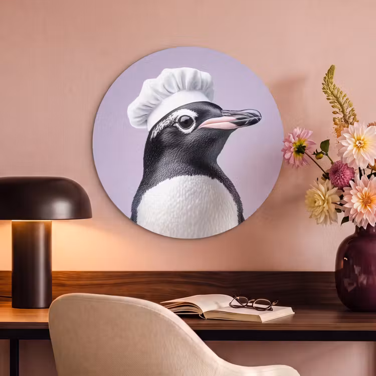 Akoestisch schilderij rond - Pinguïn - Koksmuts - Lief - Paars — 2