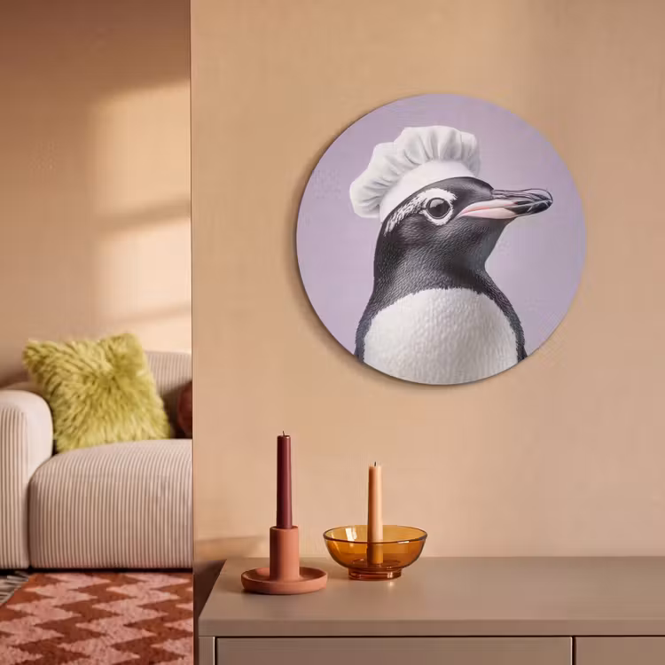 Akoestisch schilderij rond - Pinguïn - Koksmuts - Lief - Paars — 3