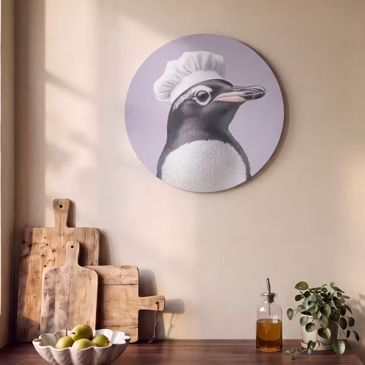 Akoestisch schilderij rond - Pinguïn - Koksmuts - Lief - Paars — 4