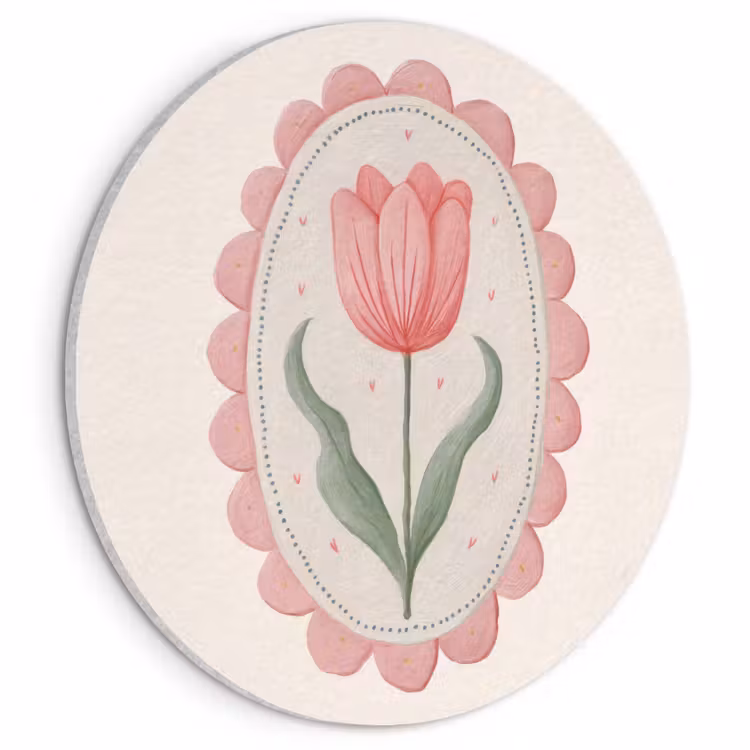 Akoestisch schilderij rond - Tulp - Lijst - Ovaal - Illustratie — 1