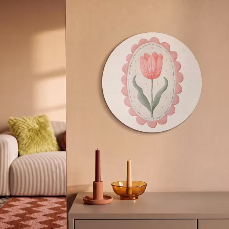 Akoestisch schilderij rond - Tulp - Lijst - Ovaal - Illustratie — 3